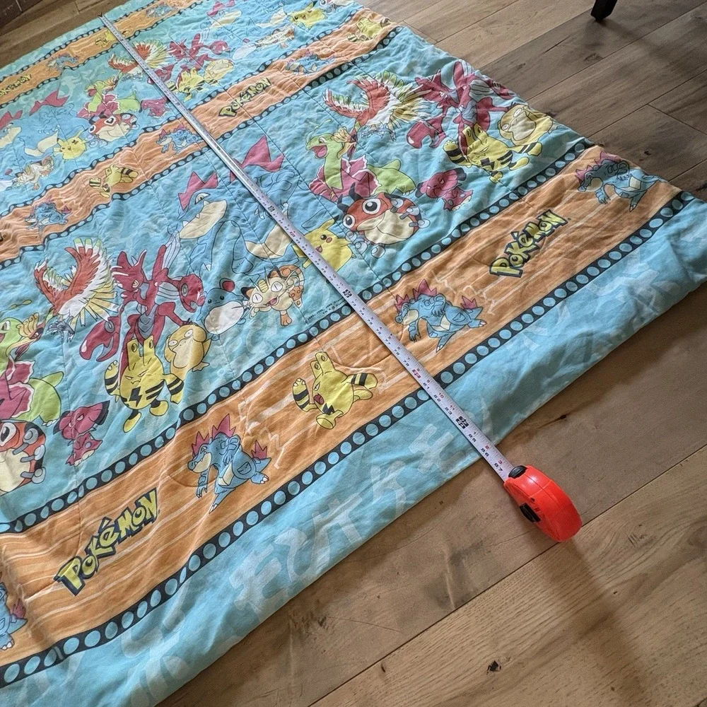 Vintage 1998 Pokemon Bed Comforter Blanket Nintendo Rare Video Game 86x58 RARE